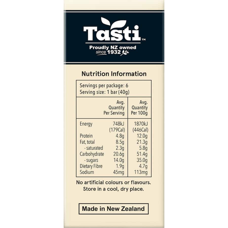 Tasti Muesli Bars Carob Apricot Snak Log 6pk 240g