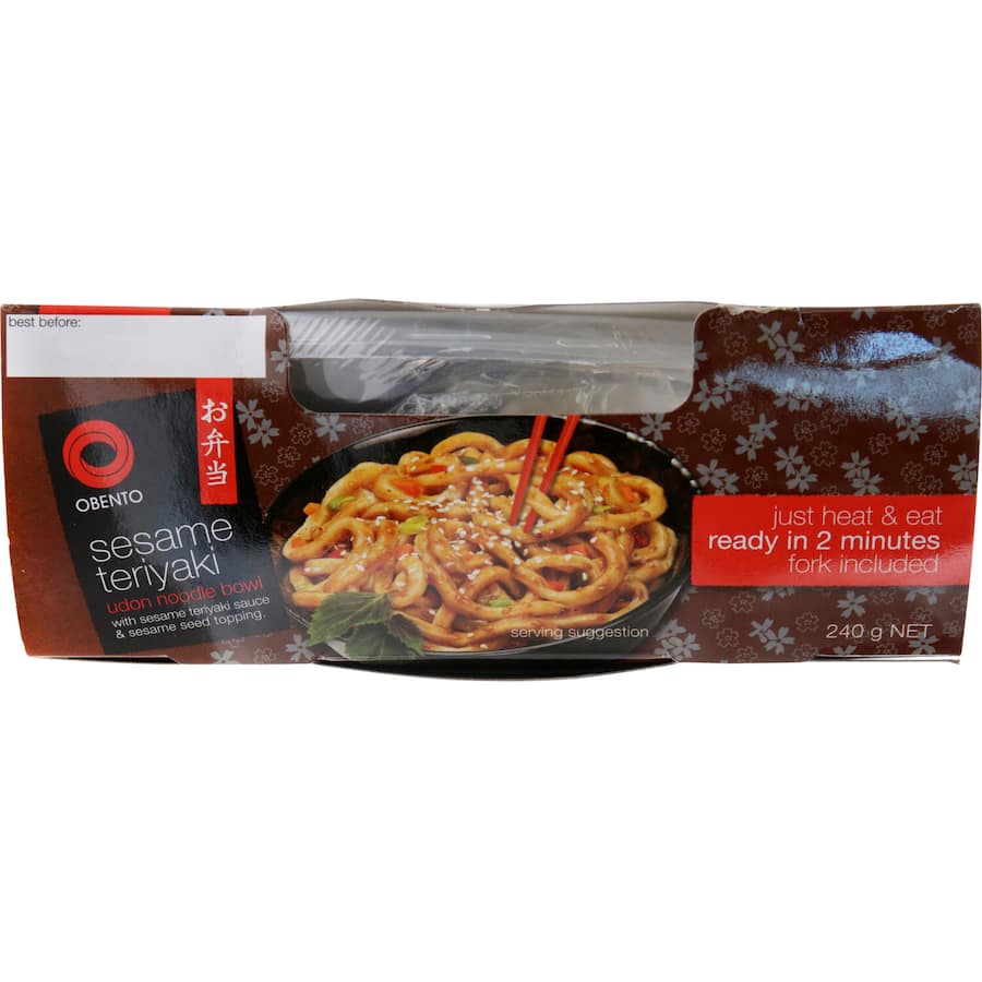 Obento Bowl Instant Noodles with savory sesame teriyaki flavors, perfect for quick and convenient meals.