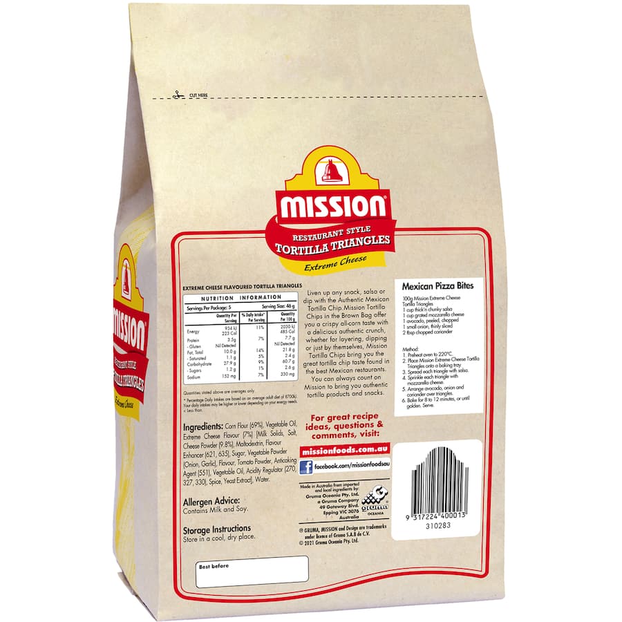 Mission Corn Chips Extreme Cheese Packet 230g