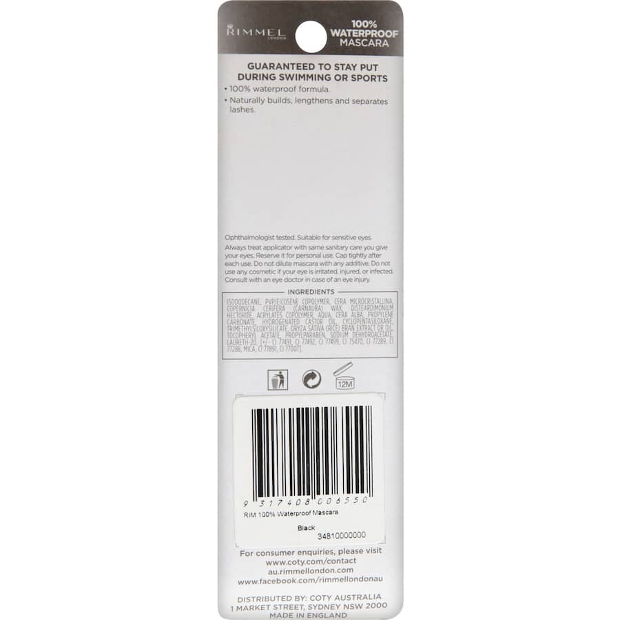 Rimmel Mascara 100% Waterproof Black 8mL