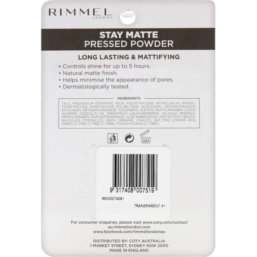 Rimmel Pressed Powder Matte Transparent 14g