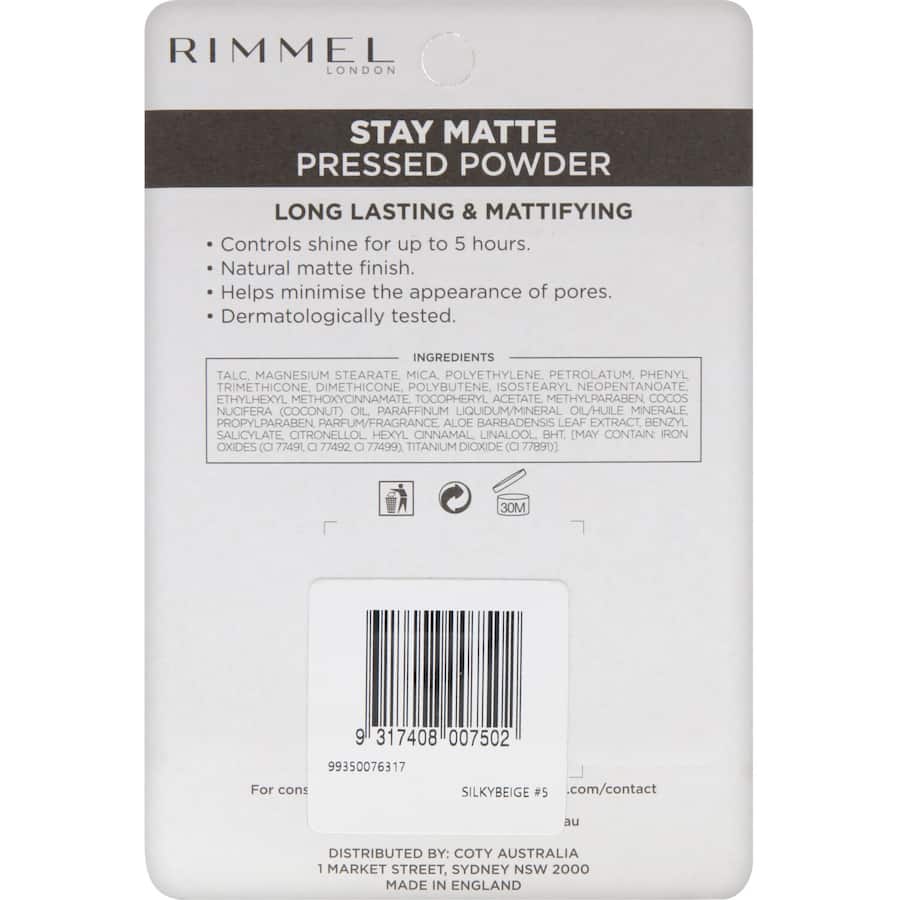 Rimmel Pressed Powder Matte Silk Beige 14g