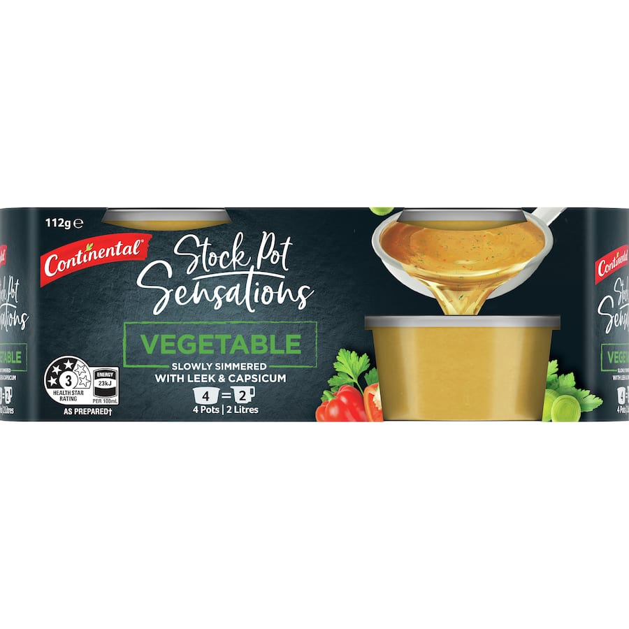 Continental Vegetable Stock Concentrate, 4 x 28g pots for rich, homemade-style stock, perfect for soups and stews.