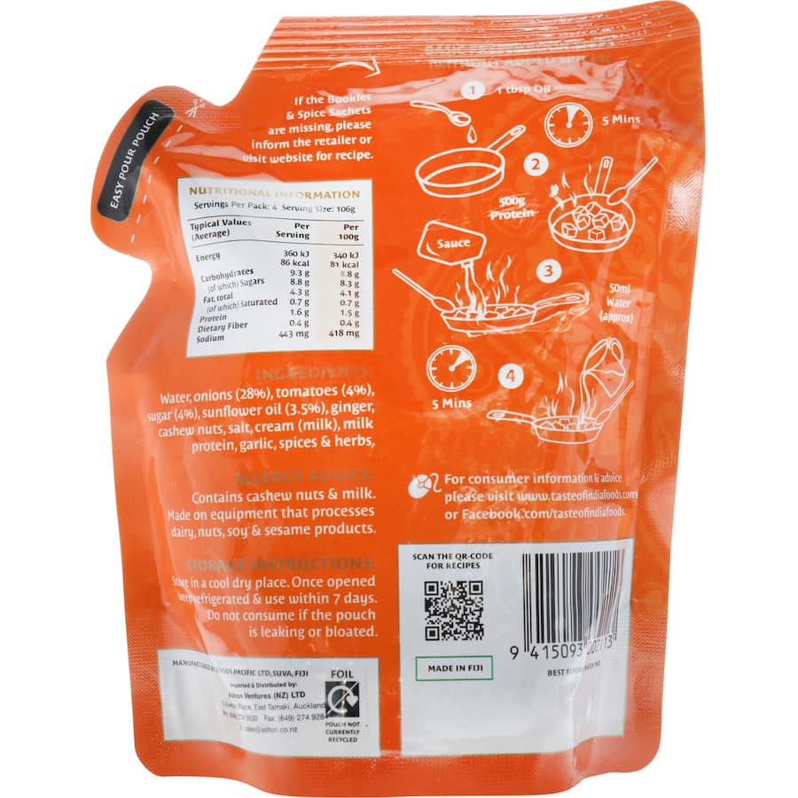 Taste Of India Simmer Sauce Butter Chicken Pouch 425g