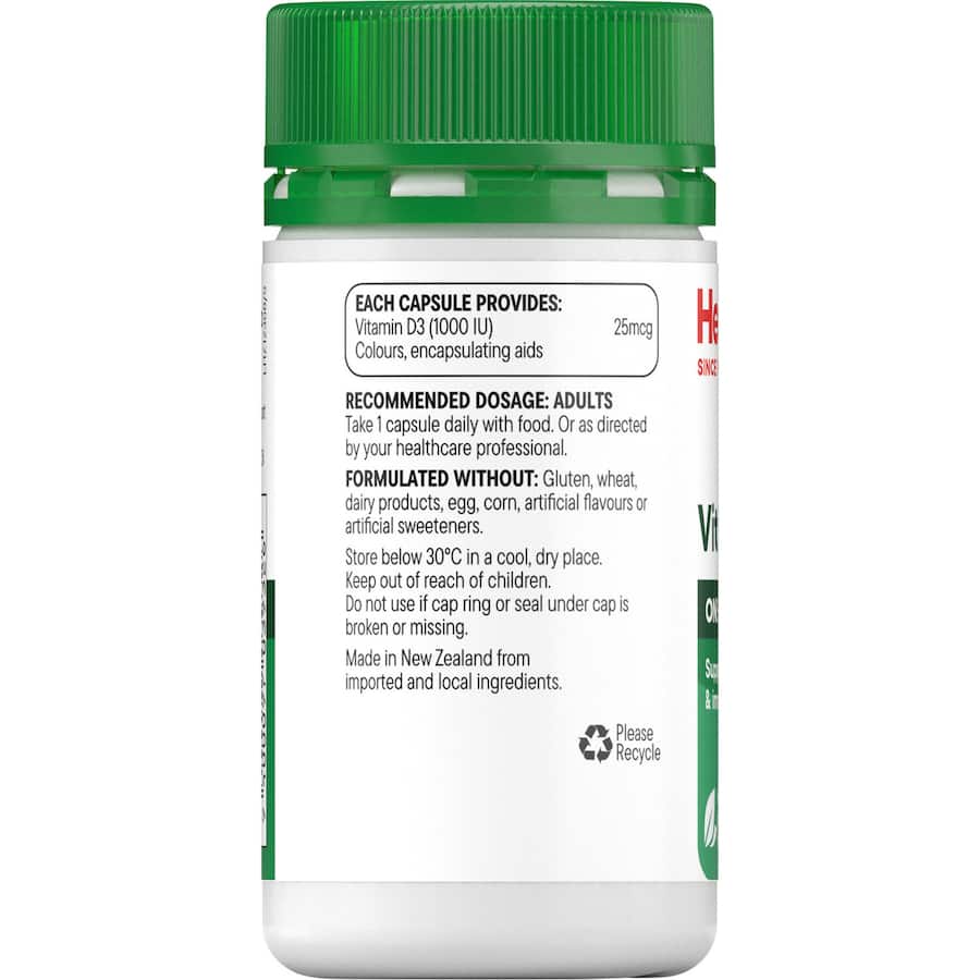 Healtheries Vitamin D 1000iu capsules for immunity and bone health, enriched with boron and selenium for added support.