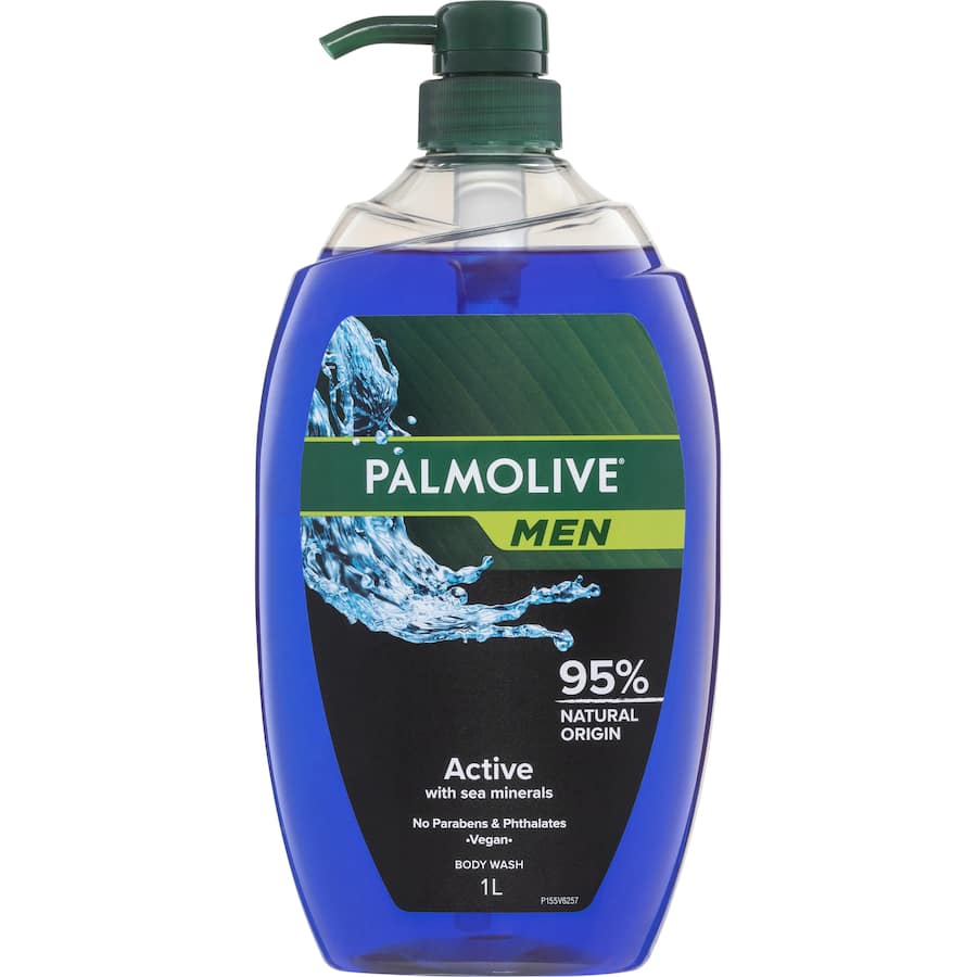 Palmolive For Men Shower Gel Body Wash Active Sea Minerals Pump 1L