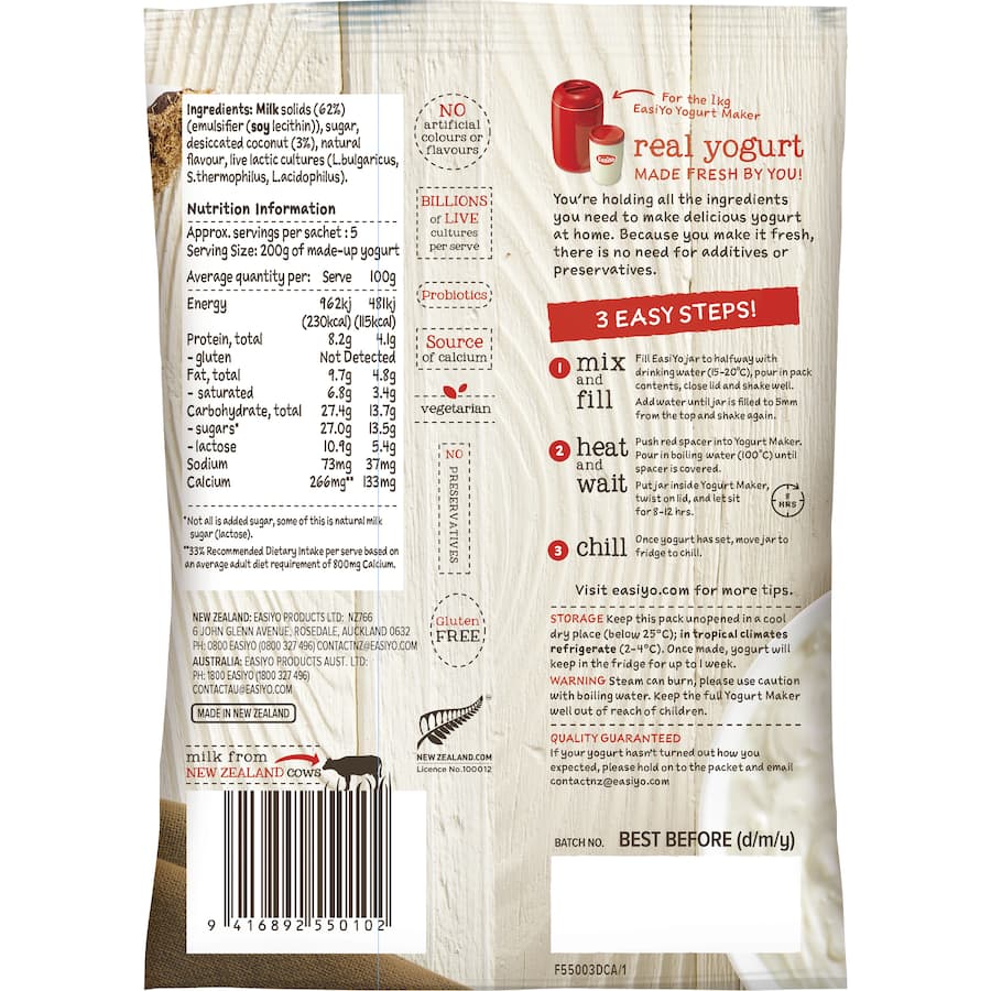 Easiyo Yoghurt Base Greek N Coconut Bits Sachet 240g