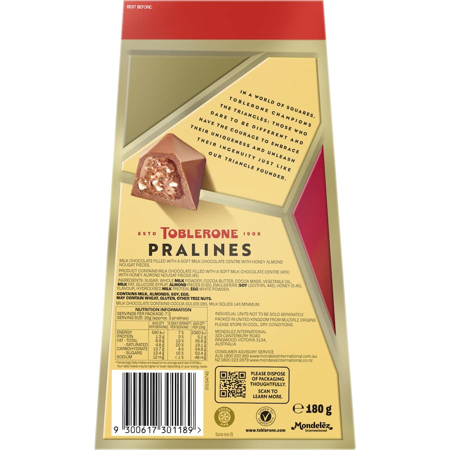 Toblerone Chocolate Box Pralines 180g