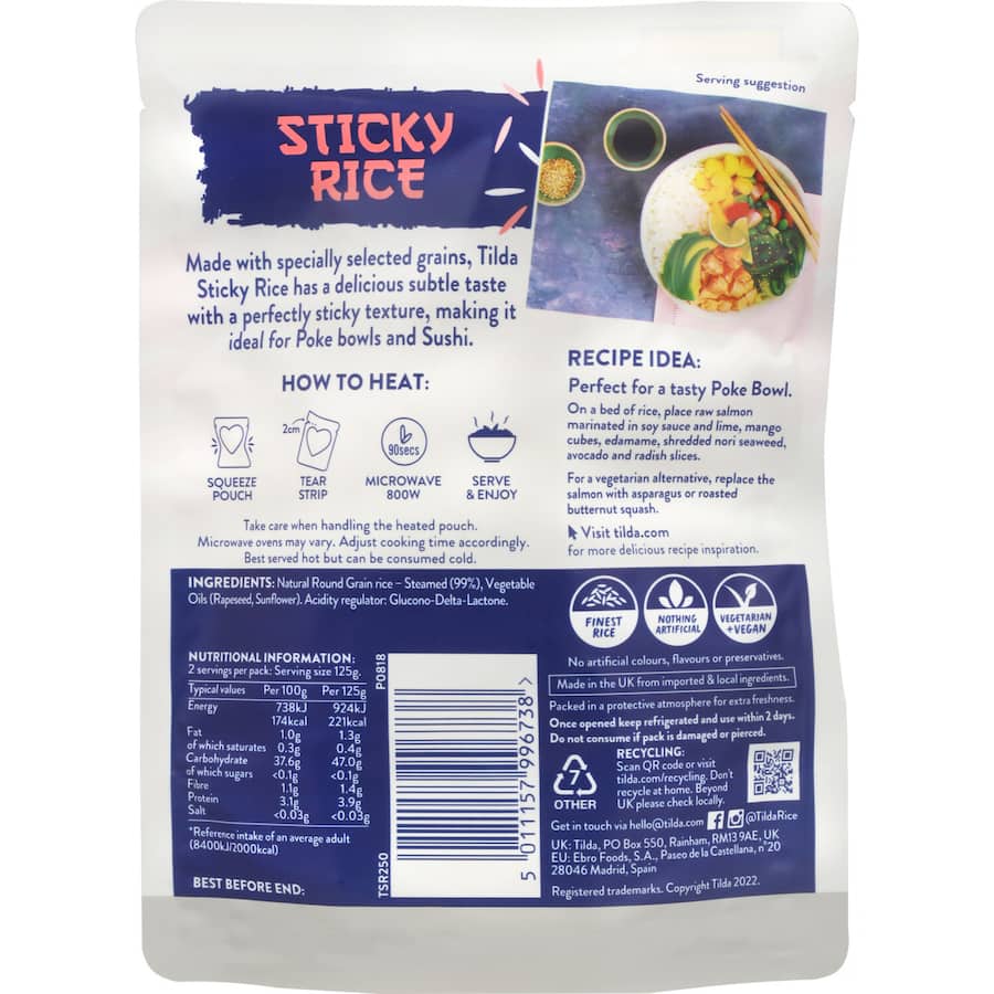 Tilda Sticky Rice Gluten Free Pouch 250g