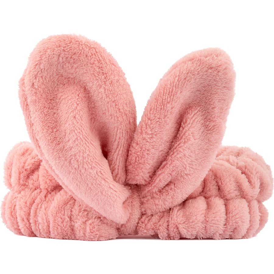 Soft and stylish Mcobeauty headband with wired bow and plush wristbands for a mess-free beauty routine.