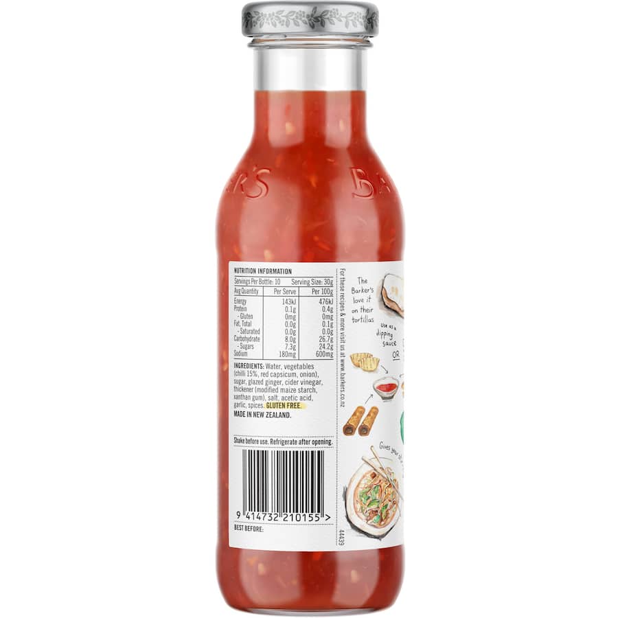 Barkers Not So Sweet Chilli Sauce, a gourmet blend of spicy and sweet, perfect for enhancing dishes and marinades.