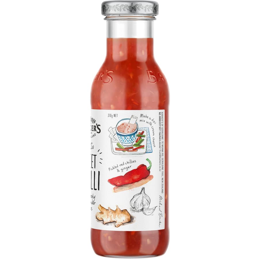 Barkers Not So Sweet Chilli Sauce, a gourmet blend of spicy and sweet, perfect for enhancing a variety of dishes.