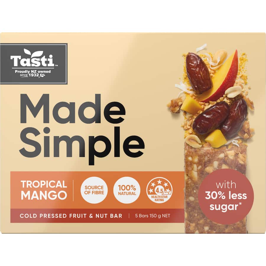 Tasti Made Simple Muesli Bars Tropical Mango 5pk 150g