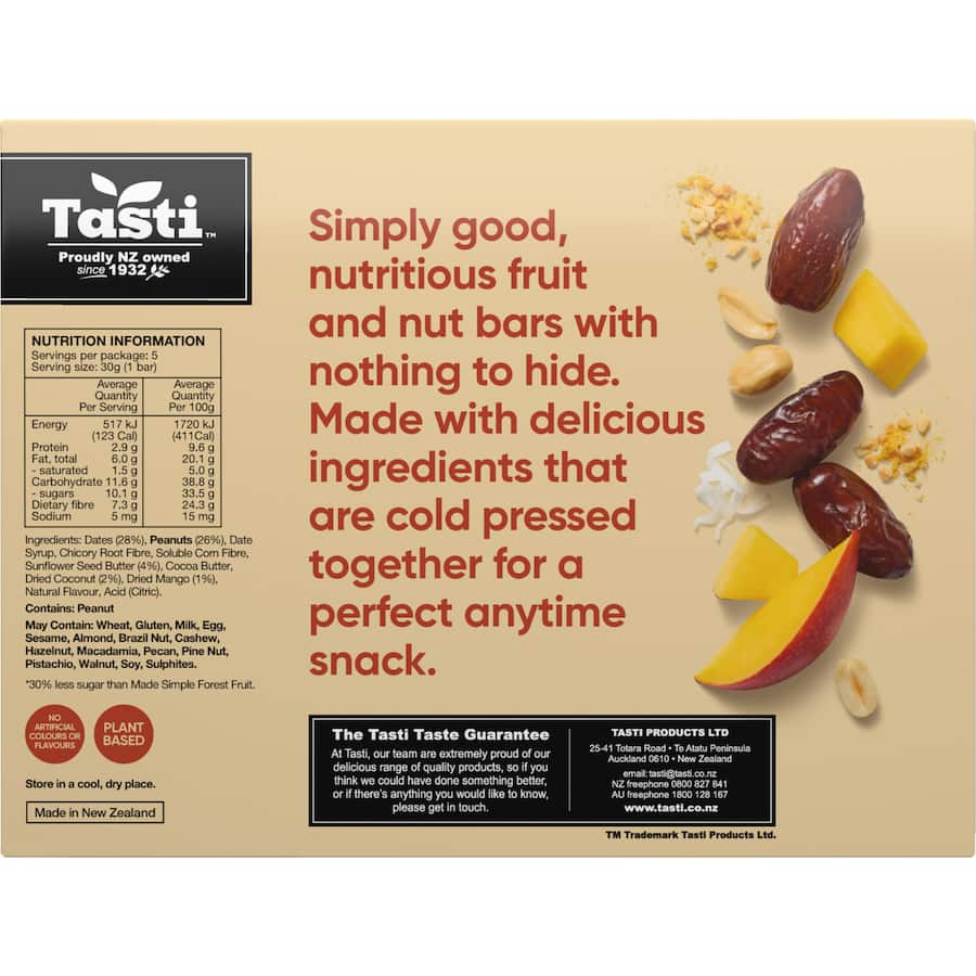 Tasti Made Simple Muesli Bars Tropical Mango 5pk 150g