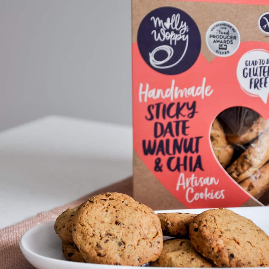 Molly Woppy Gluten Free Cookies Sticky Date Walnut & Chia 175g