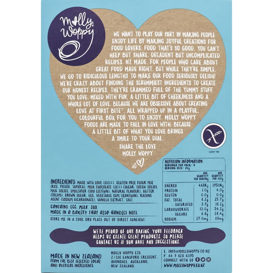 Molly Woppy Gluten Free Biscuits Milk Choccy Chunk 185g