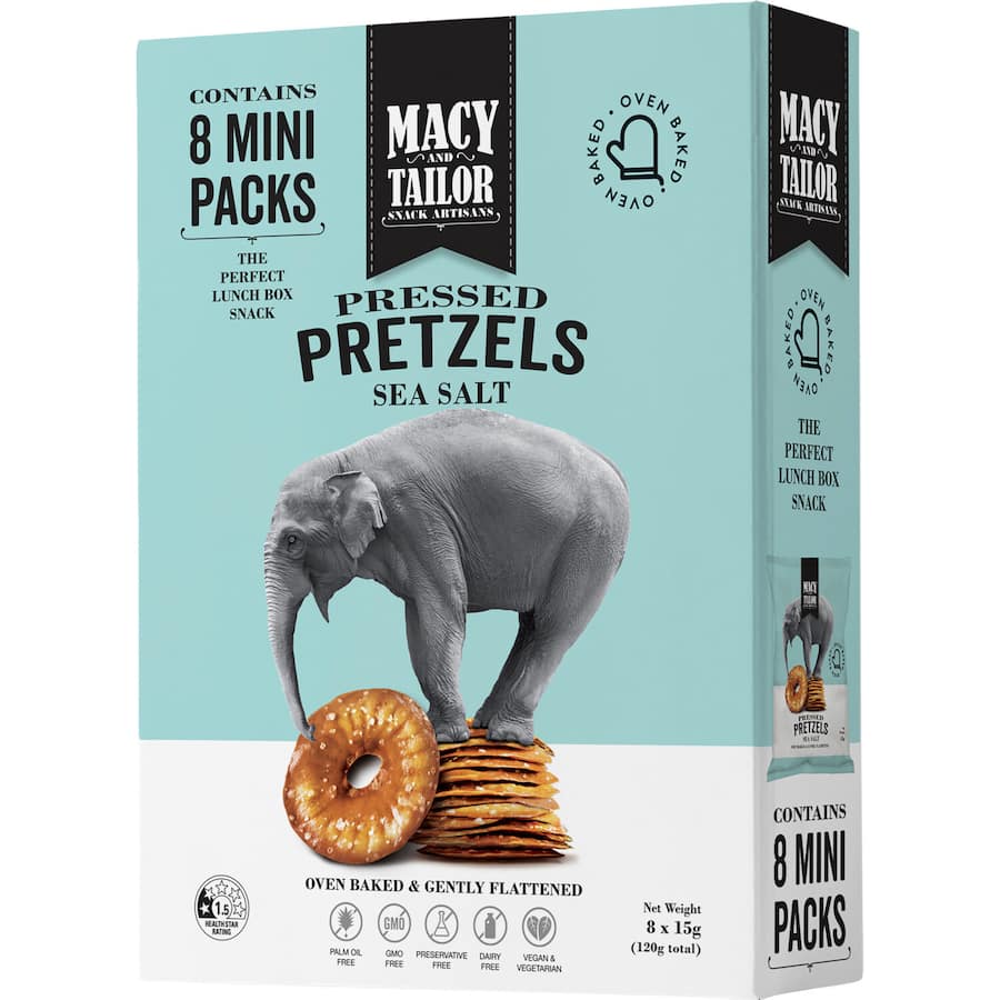 Macy & Tailor Pressed Pretzels Sea Salt Multipack 15g each 8pack