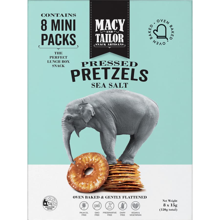 Macy & Tailor Pressed Pretzels Sea Salt Multipack 15g each 8pack