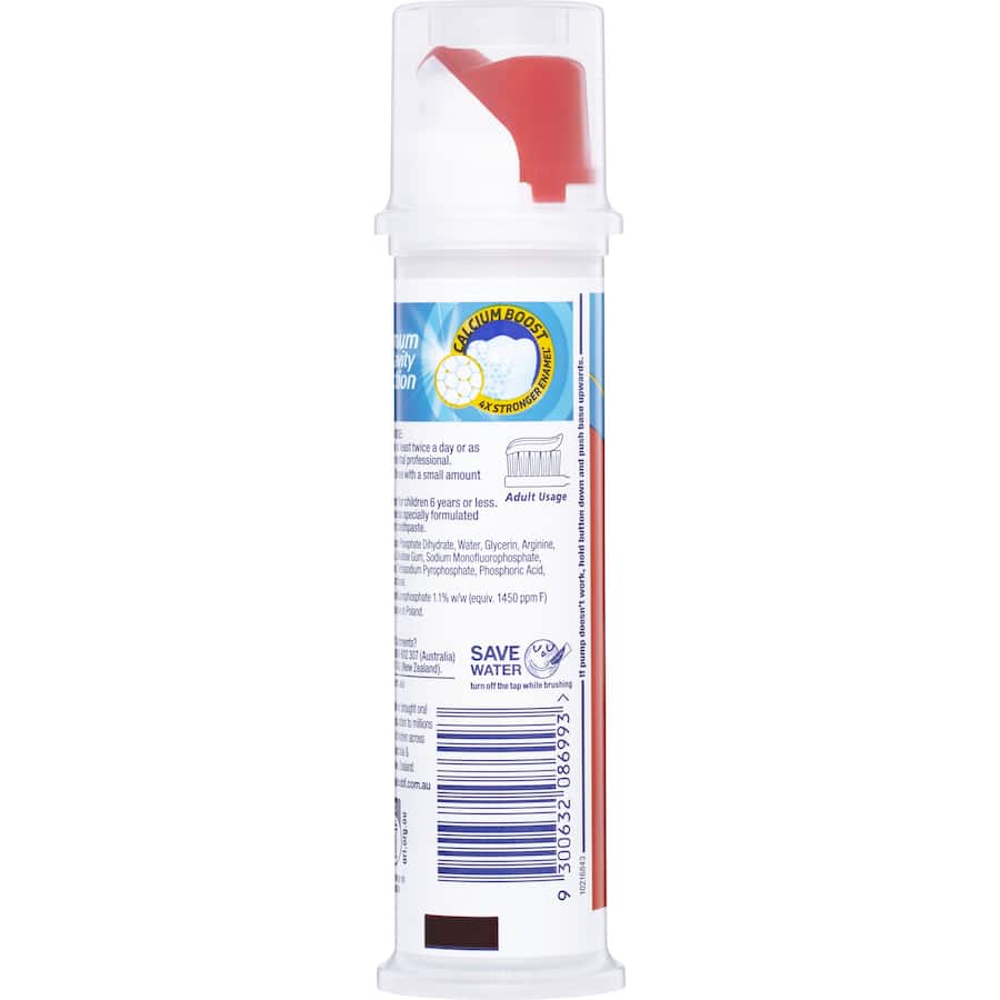 Colgate Cavity Protection Toothpaste pump in regular flavor, designed for maximum cavity defense and enamel strength.