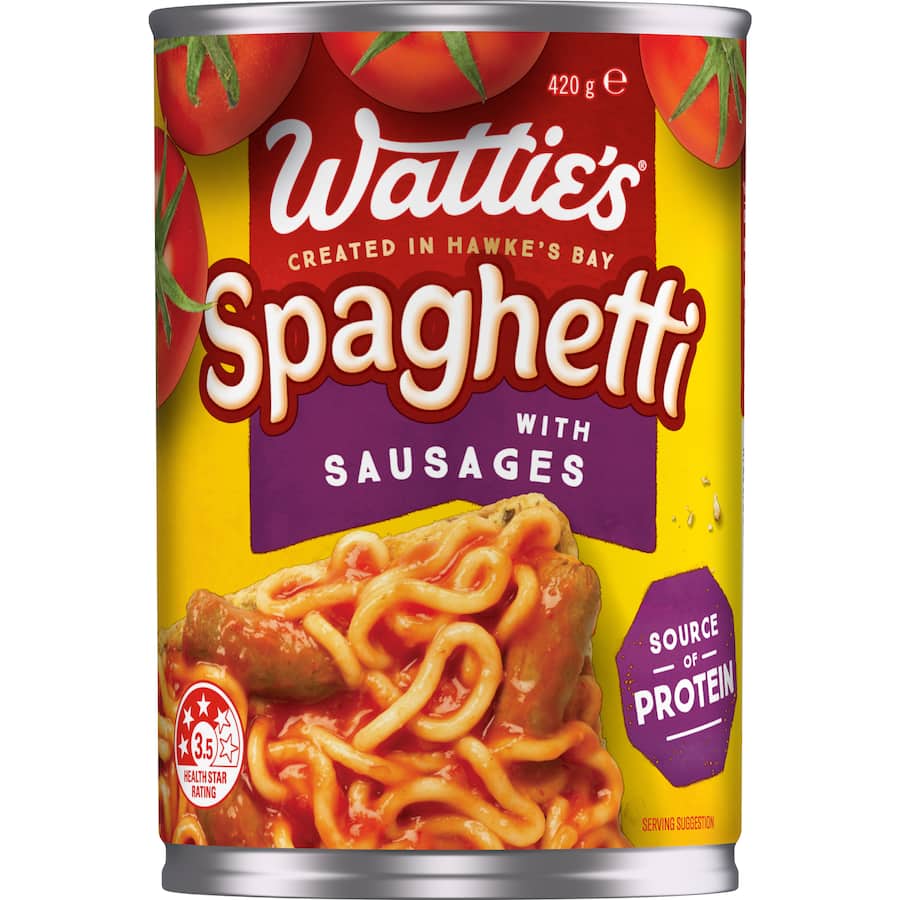 Watties Spaghetti With Sausages Can 420g