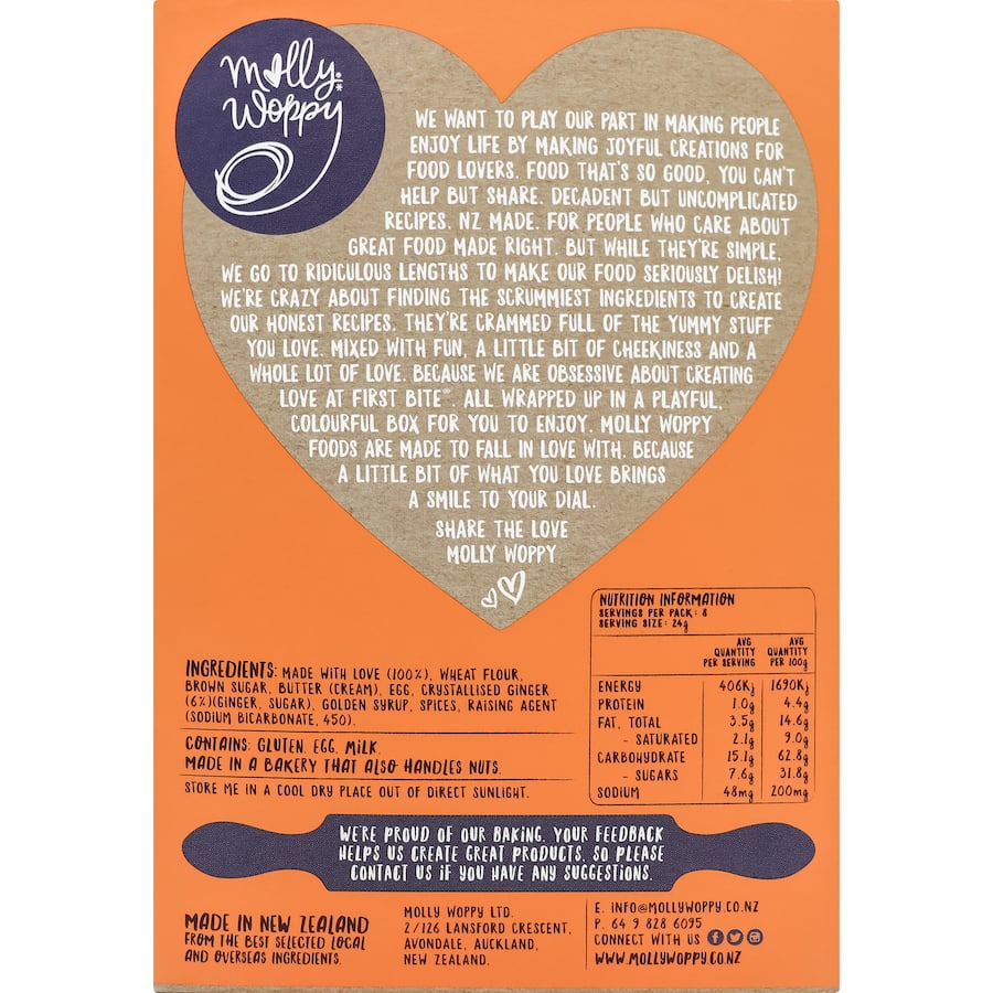 Molly Woppy Cookies Zingy Ginger Delight 185g