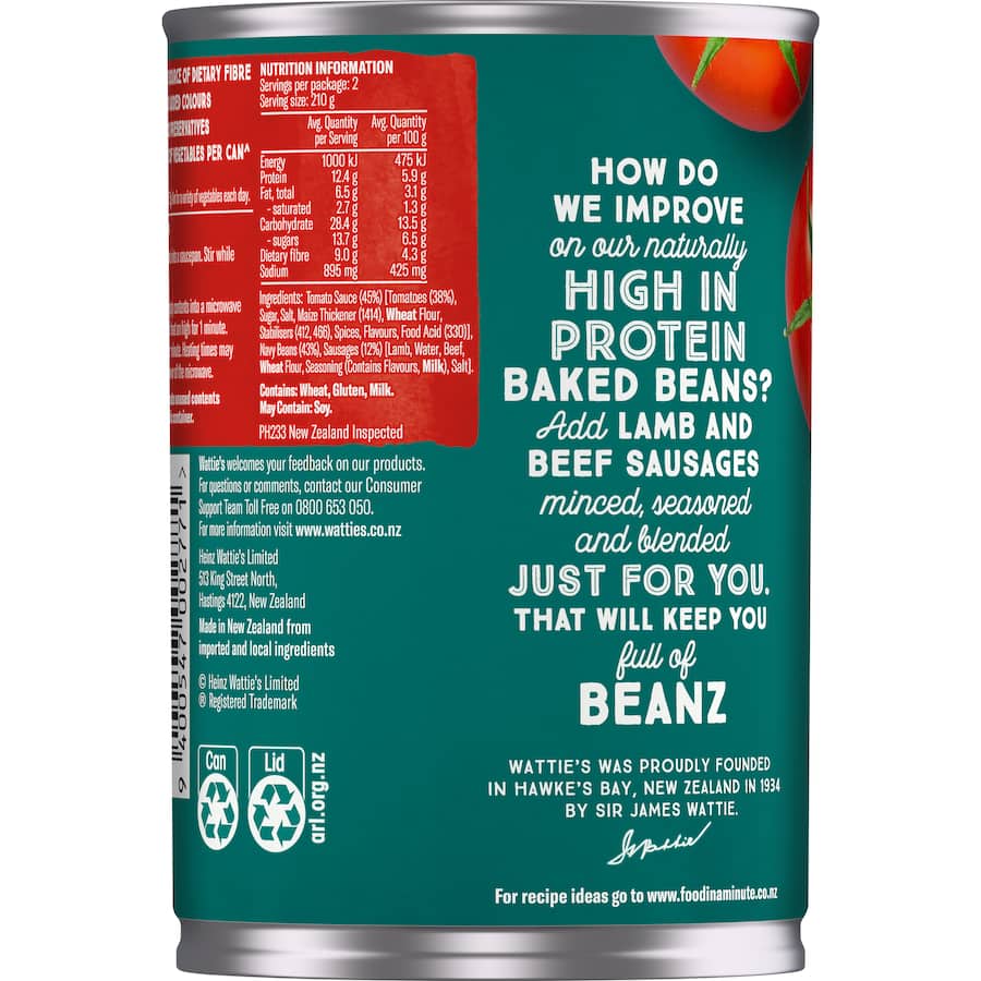 Wattie's Baked Beans & Sausages Can 420g