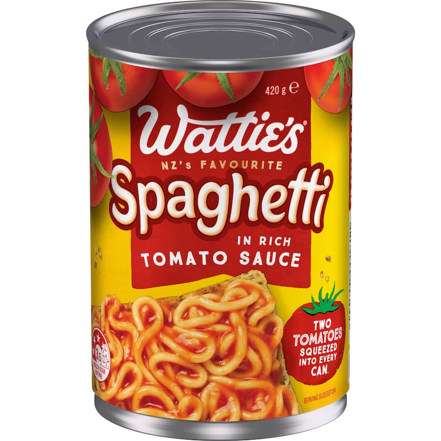 Watties Spaghetti In Tomato Sauce Can 420g