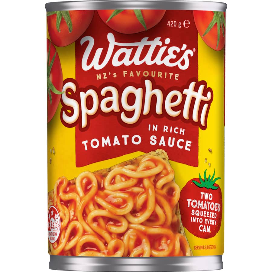 Watties Spaghetti In Tomato Sauce Can 420g