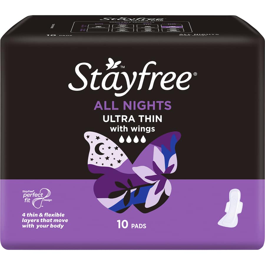 Stayfree Ultra Thin Pads All Nights Wings 10pack