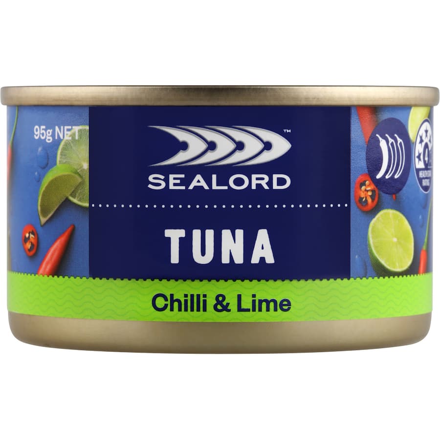 A can of Sealord Sensations Tuna Chilli & Lime, featuring a flavorful blend of spices and perfect for quick, healthy meals.