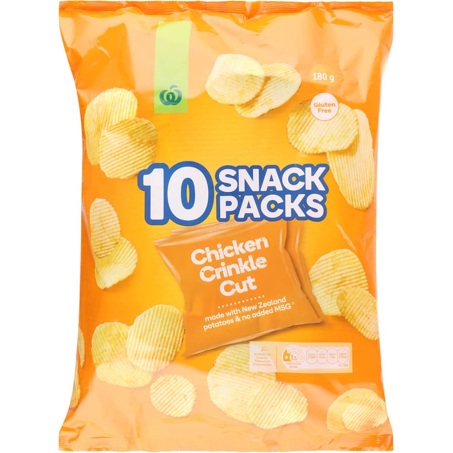 Woolworths Chips Chicken Crinkle Cut 180g Multipack 10pack