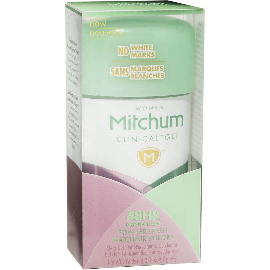 Mitchum Clinical Roll On Powder Fresh Gel for maximum sweat protection, clear application, and refreshing scent.