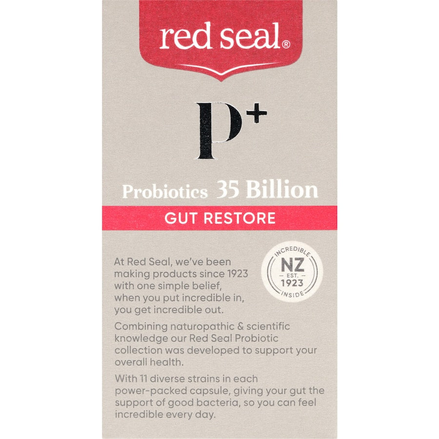 Red Seal Probiotic 35 Billion: supports gut health with 35 billion live cells and 11 probiotic strains in a daily dose.