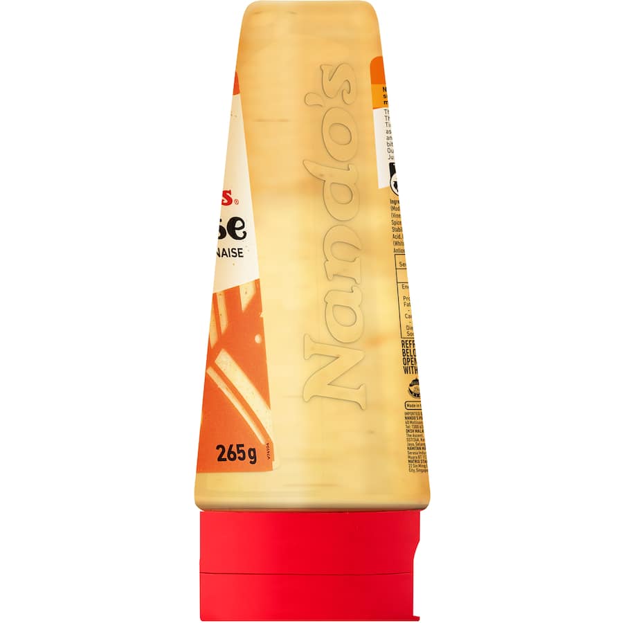 Nando's Perinaise Mild mayonnaise blends creamy richness with a hint of peri-peri spice, perfect for vegan-friendly dishes.