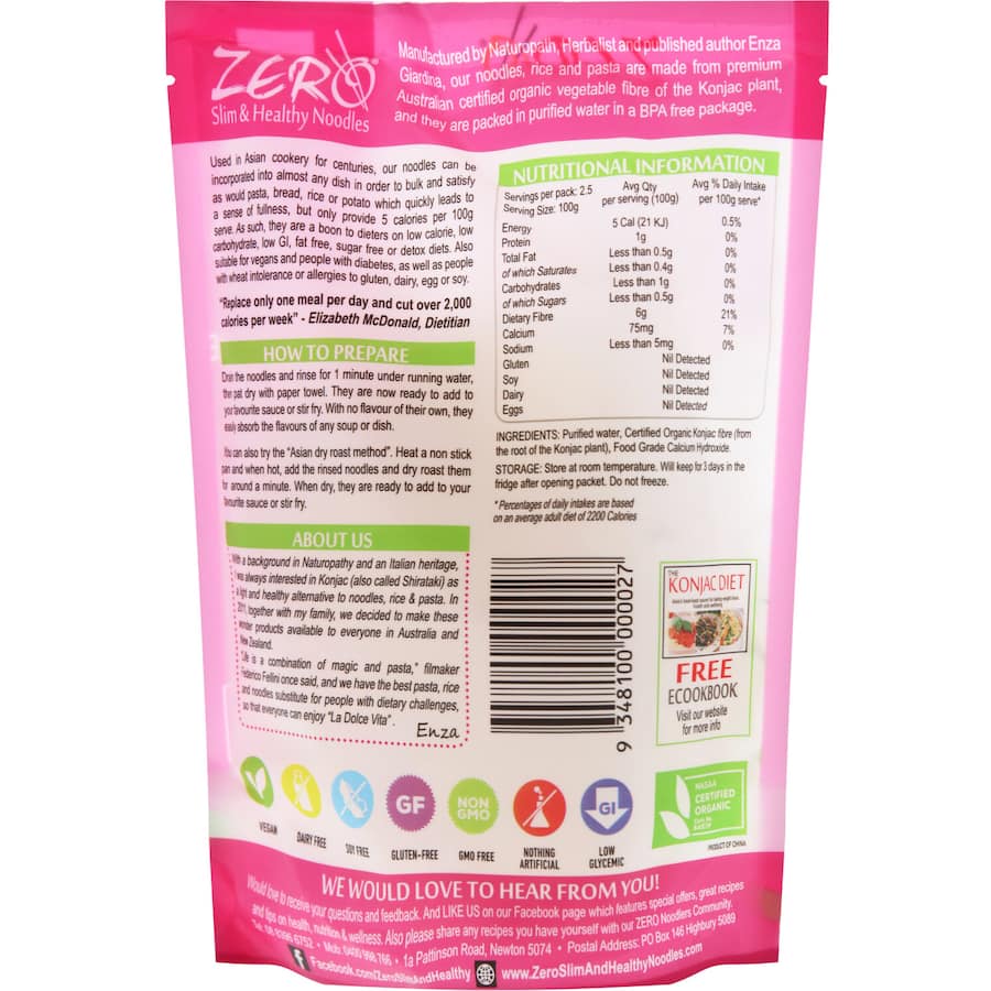 A bowl of Konjac Pasta Fettuccine, a low-calorie, gluten-free alternative, ideal for healthy, satisfying meals.