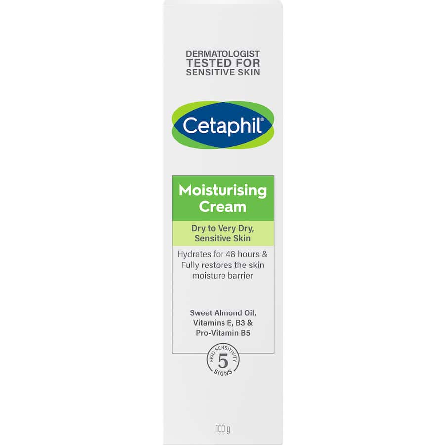 Cetaphil Moisturising Cream in a jar, ideal for deeply hydrating and soothing dry, sensitive skin without irritants.