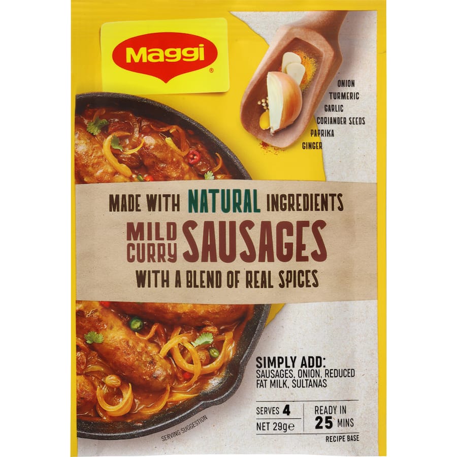 Maggi Recipe Base Mild Curry Sausages 29g