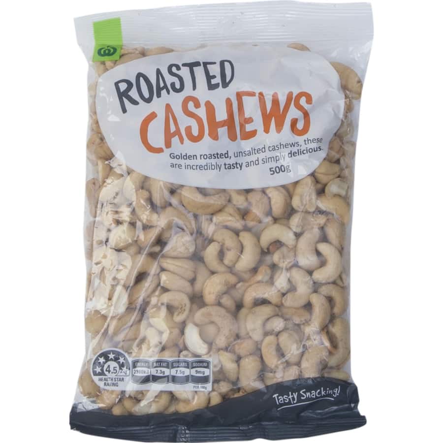 Woolworths Cashews Roasted Unsalted 500g