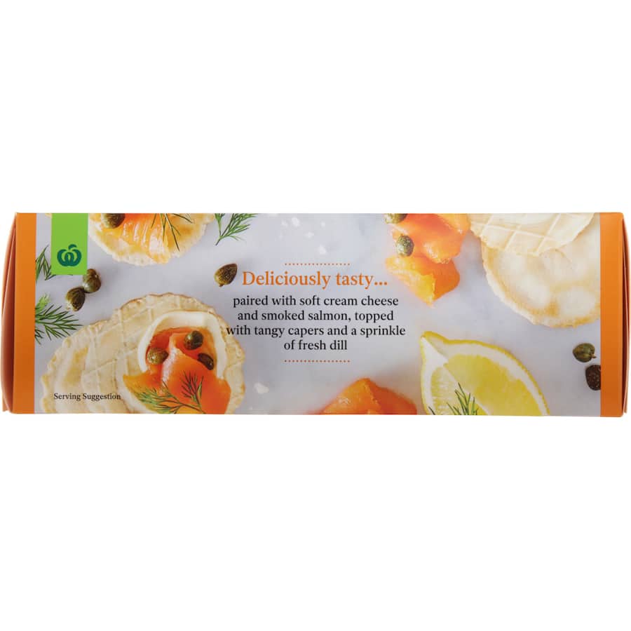 Crispy Woolworths Original Wafer Crackers, ideal for pairing with cheese or dips, for a wholesome snack experience.