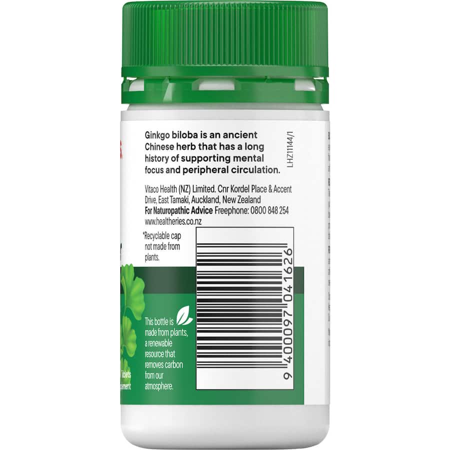 Capsules of Healtheries Memory & Brain Power 4000mg with Ginkgo, promoting cognitive clarity and focus for enhanced brain function.
