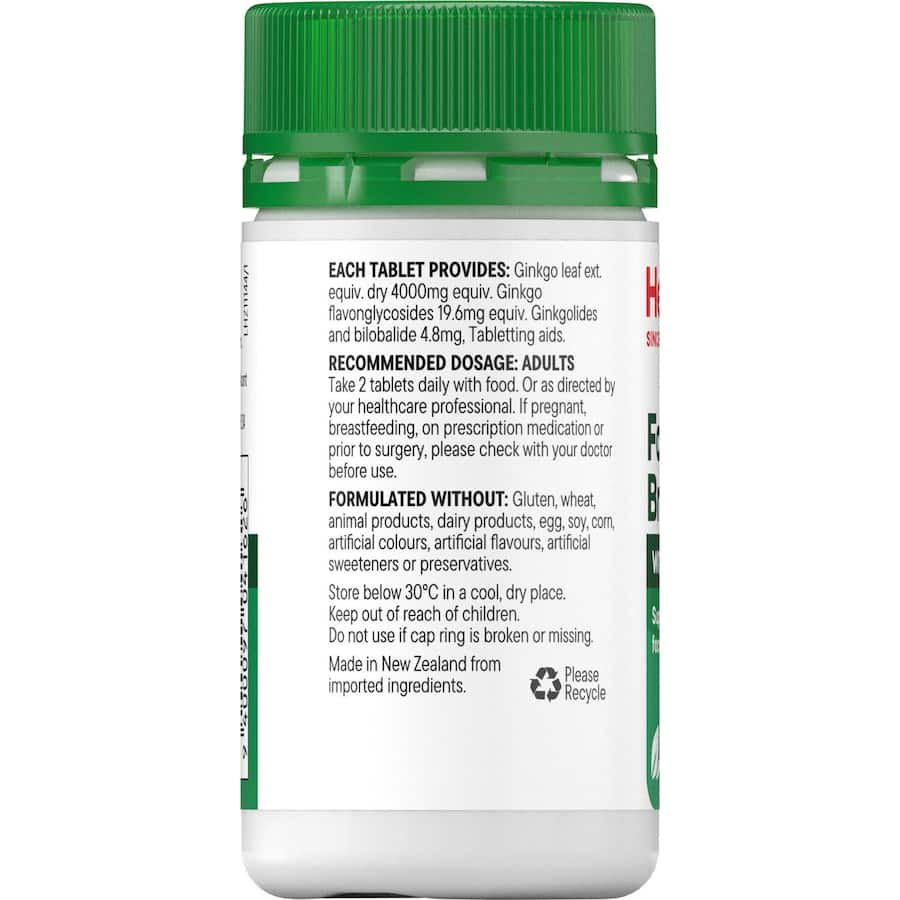 Healtheries Memory & Brain Power 4000mg with Ginkgo capsules designed to enhance memory, focus, and cognitive function.