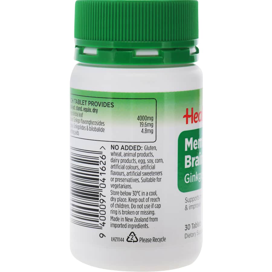 Capsules of Healtheries Memory & Brain Power 4000mg with Ginkgo, designed to enhance memory, focus, and cognitive function.