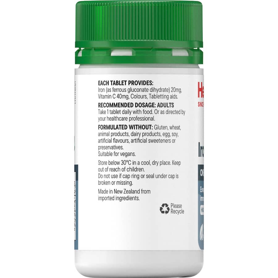 Healtheries Iron & Vitamin C capsules for boosting energy and immune support with optimal iron absorption.