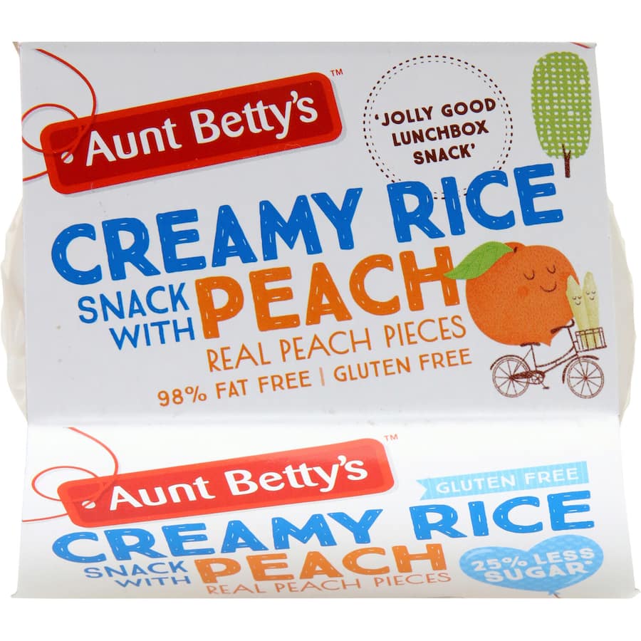 Aunt Bettys Creamed Rice Rich Peach 240g 120g pottles 2pack