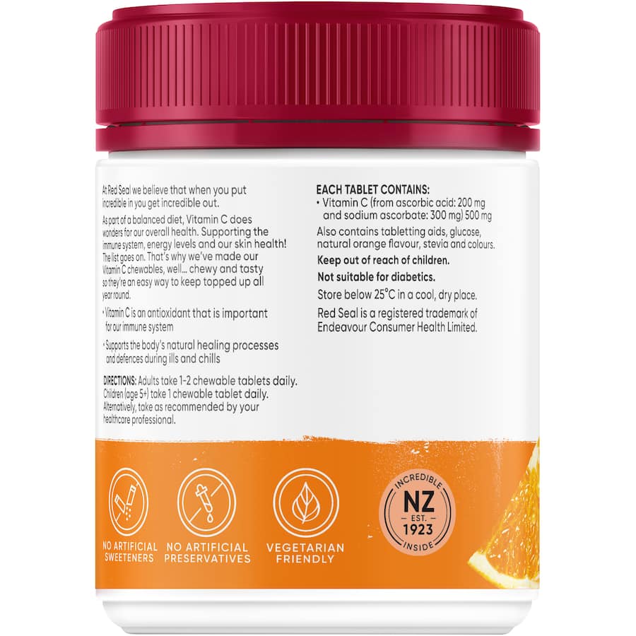 Red Seal Vitamin C 500mg Natural Orange Chewable