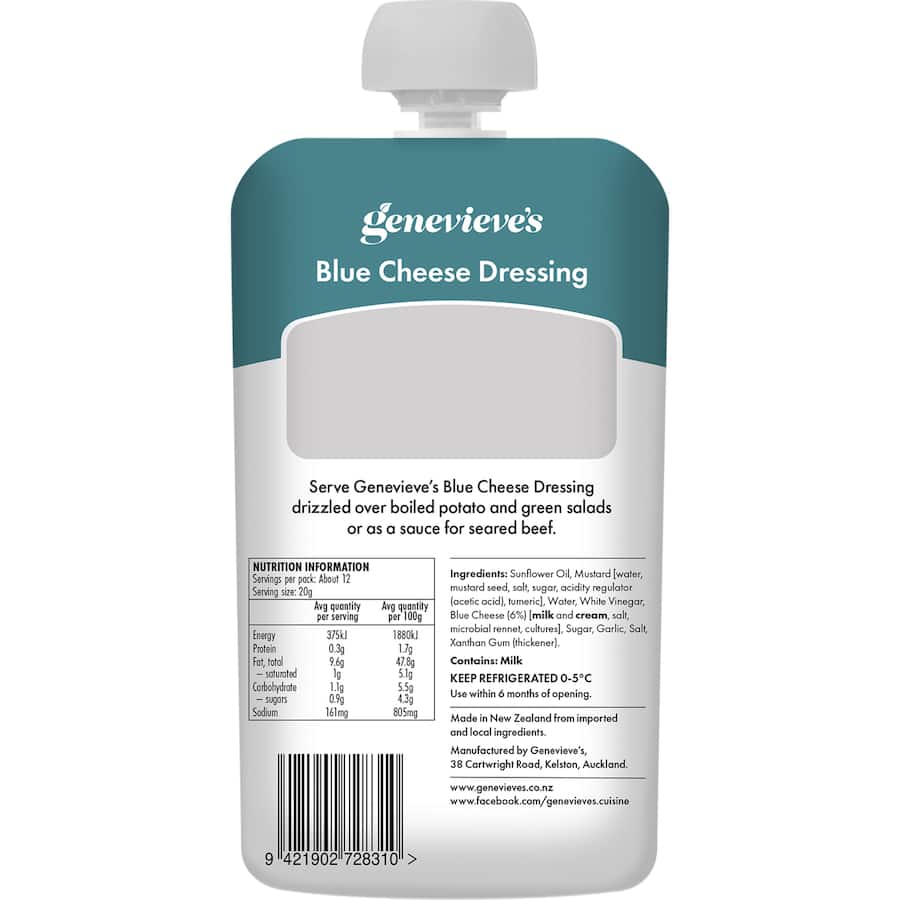 Genevieves Blue Cheese Dressing Pouch 245g