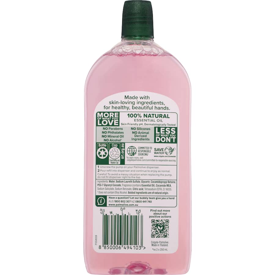 Palmolive Foaming Hand Wash Refill in Japanese Cherry Blossom offers a gentle, fragrant cleansing experience with 95% natural ingredients.