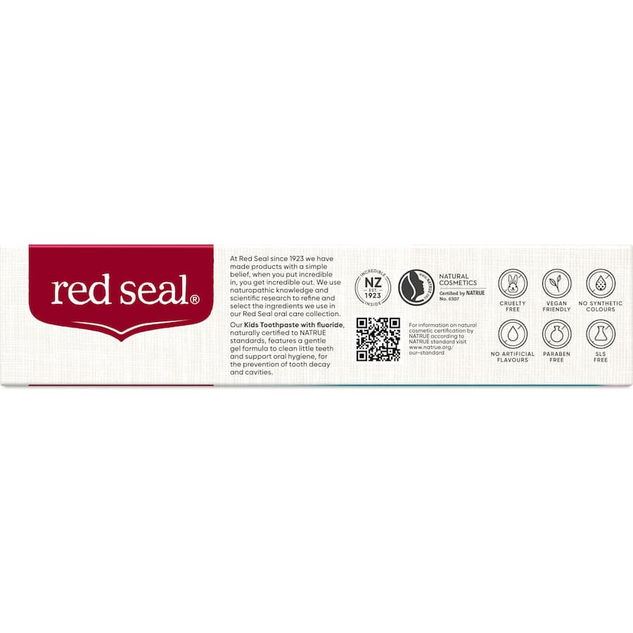 Bright red tube of Red Seal Kids Toothpaste Berry Bublicious, designed for fun and effective children's dental care.