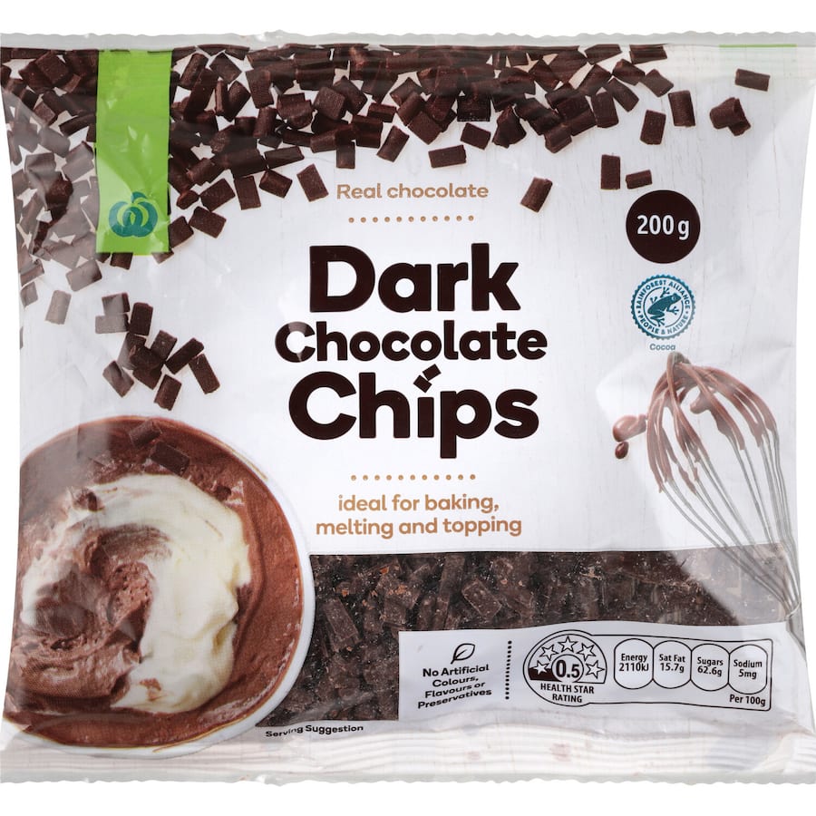 Woolworths Chocolate Chips Dark 200g