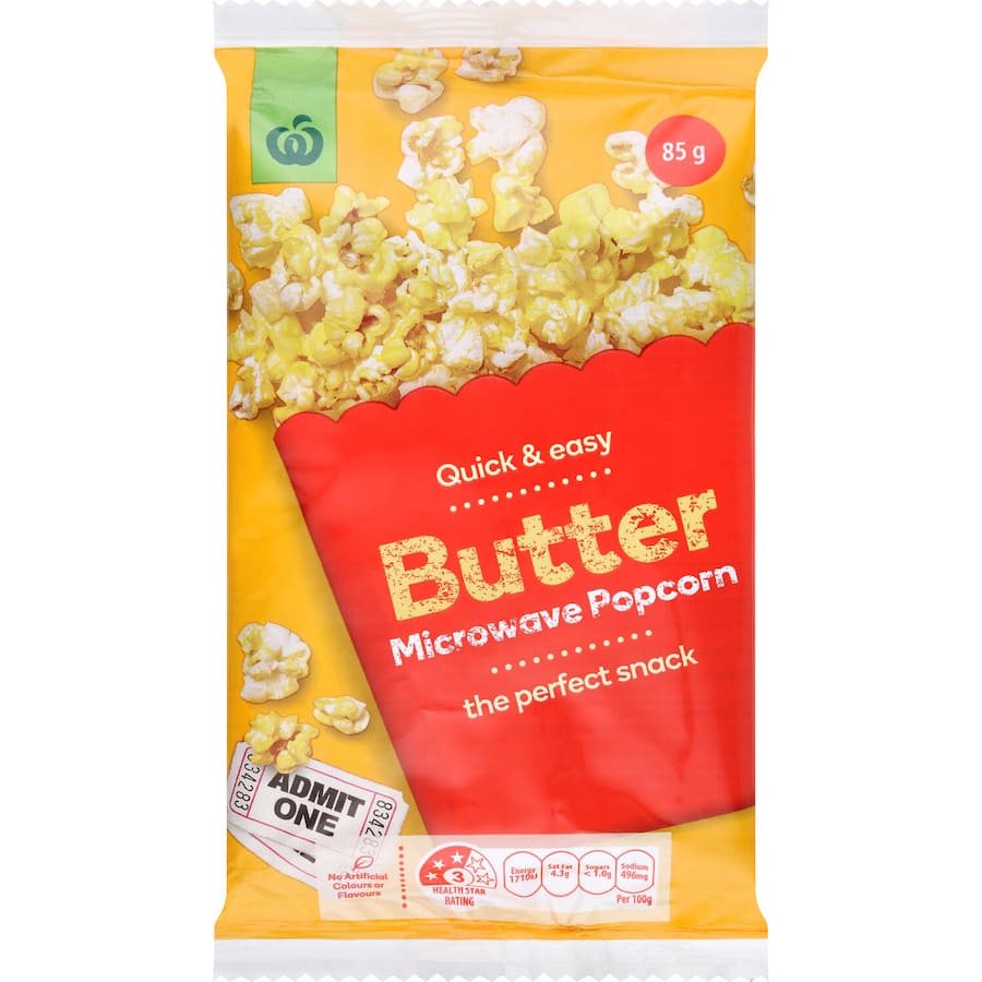 Woolworths Popcorn Microwave Butter 85g